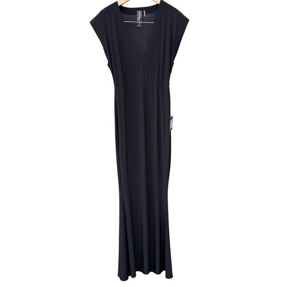 Norma Kamali Dresses & Skirts - Norma Kamali V Neck Rectangle Gown Womens M Black Maxi Dress Formal Evening Wear